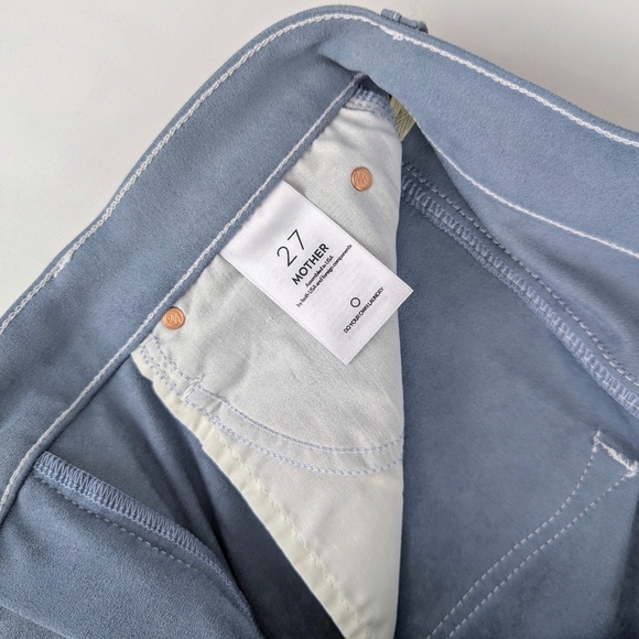 MOTHER The Desperado Faux Suede Bootcut High Rise Stretch Blue Hoo Wash 27 NWT - Picture 11 of 16